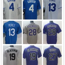 Все сшитые мужские плеер Bo Jackson 16 Perez 13 Alex Gordon 4 Nolan 28 Blackmon 19 Story 27 трикотажные изделия