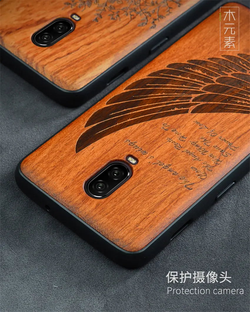 Oneplus 6t Case Boogic Original Real Wood funda Oneplus 6T Rosewood TPU Shockproof Back Cover Phone Shell One plus 6T case (9)