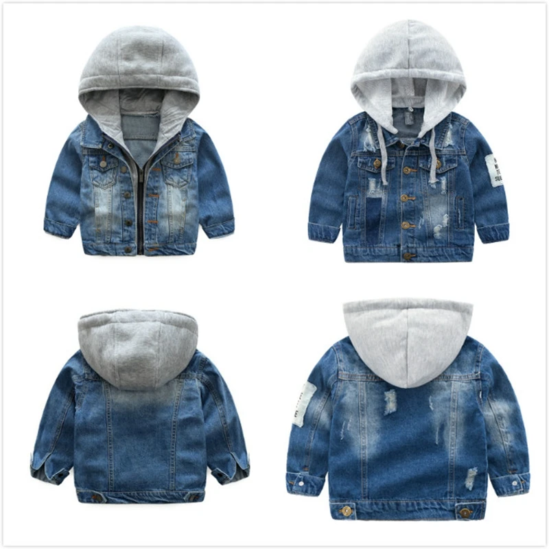 Baby Autumn Winter Denim Jacket High Qulity Baby Boys Casual Jackets Coat Kids Fashion Hooded Zipper Outerwear for 4-8 Year