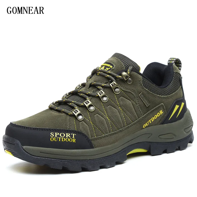 Army green Gomnead/мужские треккинговые ботинки; Мужская Уличная обувь; треккинговые ботинки с противоскользящей подошвой; дышащие треккинговые ботинки для охоты и туризма; горные кроссовки; ботинки - Цвет: Army green