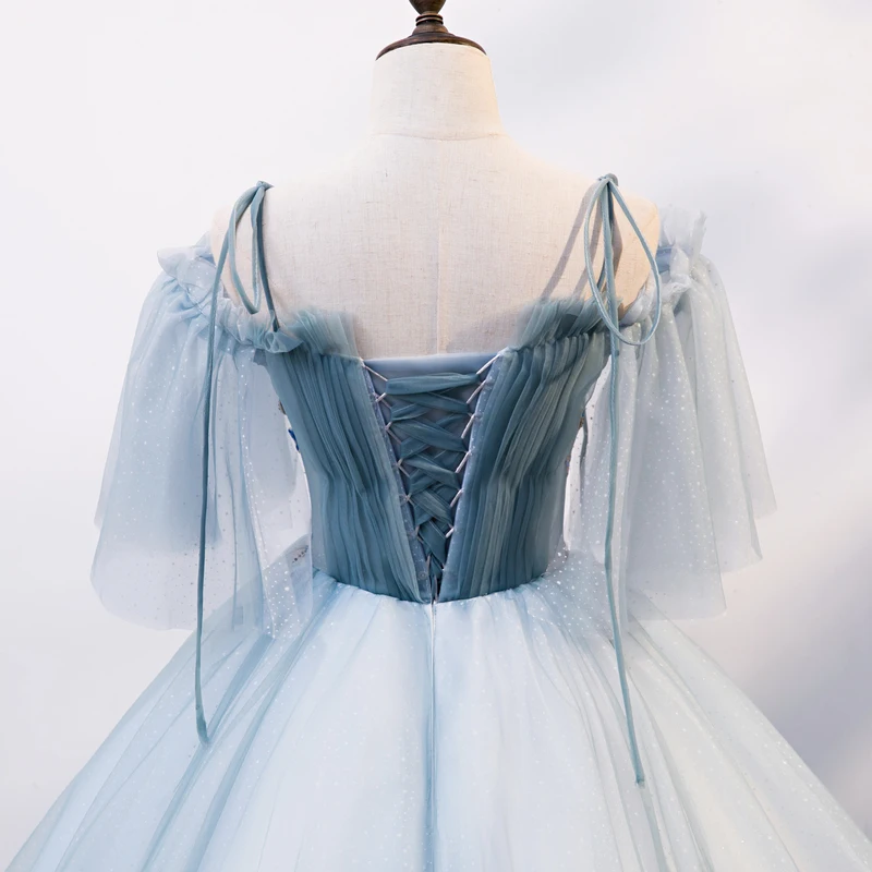 

light blue embroidery vintage ball gown long dress vintage medieval dress Renaissance princess Victoria dress