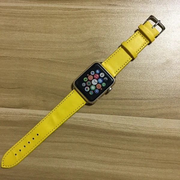 Новинка кожаный ремешок для Apple Watch серии 1 2 3 4 5 ремешок для iWatch 42 мм 38 мм 40 мм 44 мм - Цвет ремешка: yellow