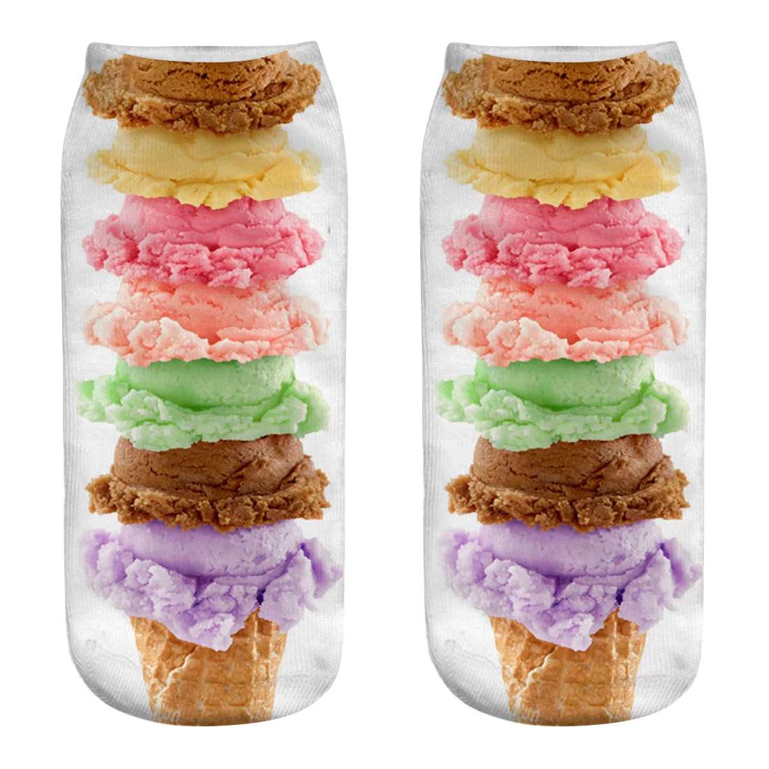 Красочные 3D гамбургеры картофель фри мороженое Cone1 пара женские и мужские носки Модные хлопковые и Полиэстеровые гибкие носки по щиколотку - Цвет: HB20
