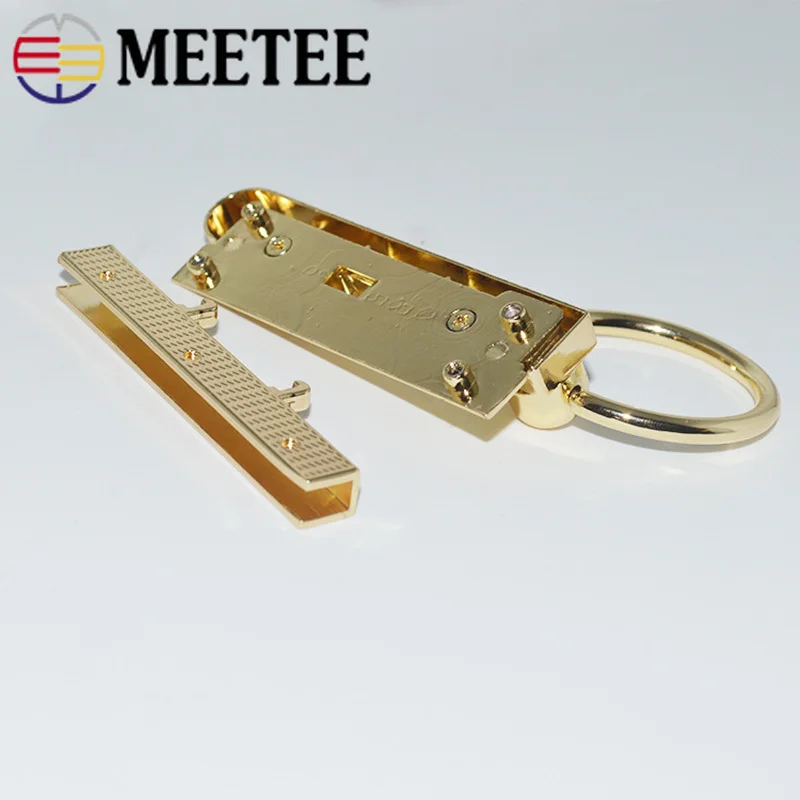 Meetee 5/10 шт. цвета: золотистый сумка Концевая фреза для вырезания гнезд для замок застежка металлический прямоугольник-хомут с круглым воротником для мальчиков и девочек застежка-крючок пряжки DIY Чемодан кошелек запасные части для BF484