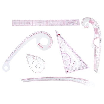 

6 Pcs French Curve Metric Grading Ruler Measure Dressmaking Tailor Drawing Template Craft Tool Plastic Sewing Supplies