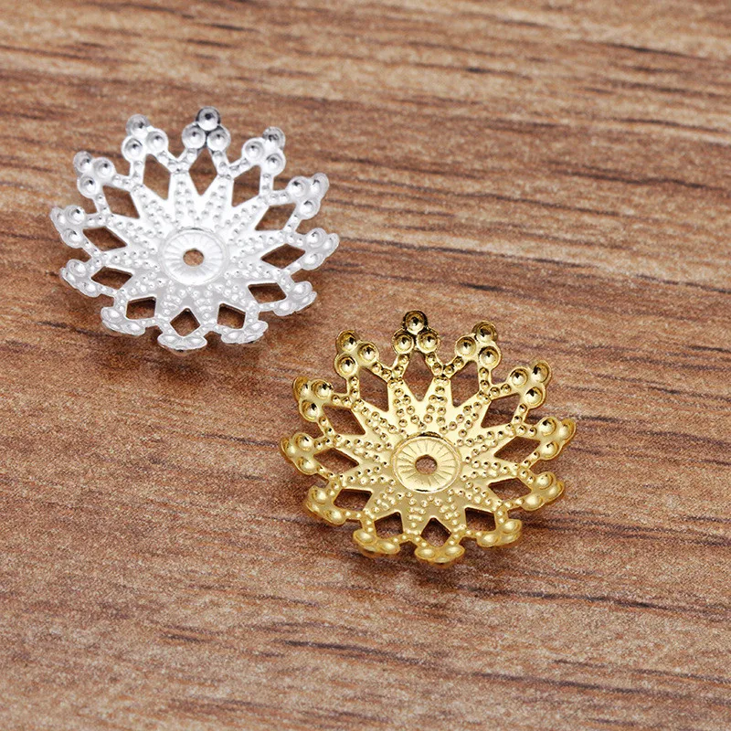 Acessórios para Fazer Metal Latão Flores Grânulo Caps Filigrana Bandeja Faça Você Mesmo Jóias 200 Pçs 16mm 5 Componentes p joias