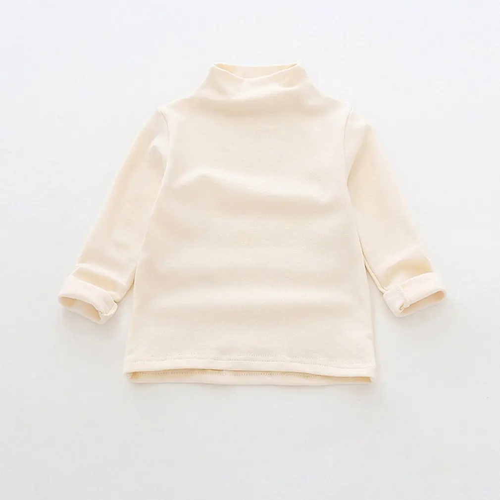 Beige 03 Модная детская футболка облегающая блузка с длинным рукавом и высоким воротником Корейская версия осенних детских топов - Цвет: Beige 03