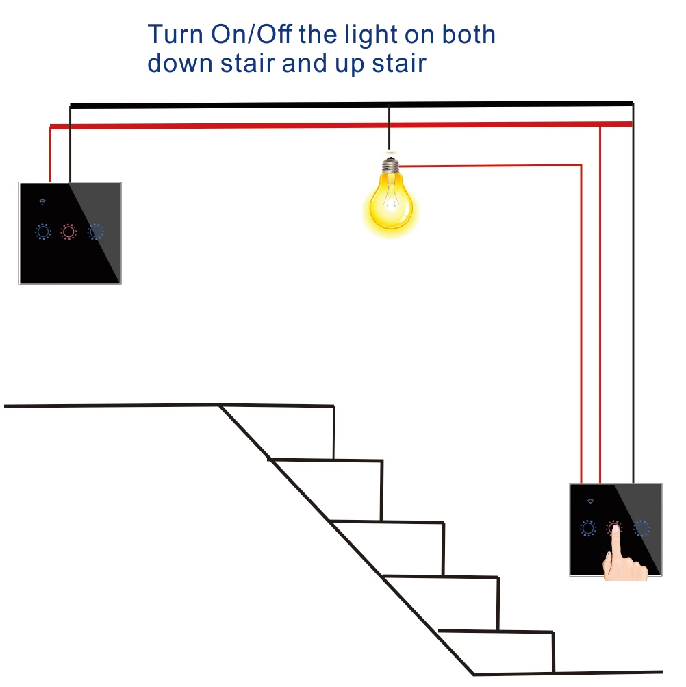  2way light switch intelligent wireless wifi touch wall push smart switch ewelink tuya app alexa voi - 4000322181365