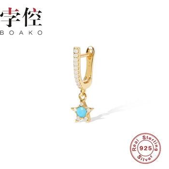

BOAKO Star Diamond Earrings For Women 925 Silver Earrings Silver Sterling Fashionable Zircon Drop Earring Pendientes Brincos