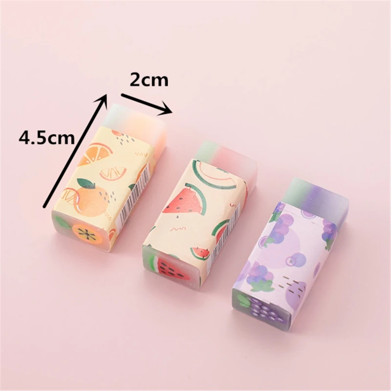

3pcs Fruite Soft Rubber Eraser Student Drawing Plasticine Pencil Eraser Art