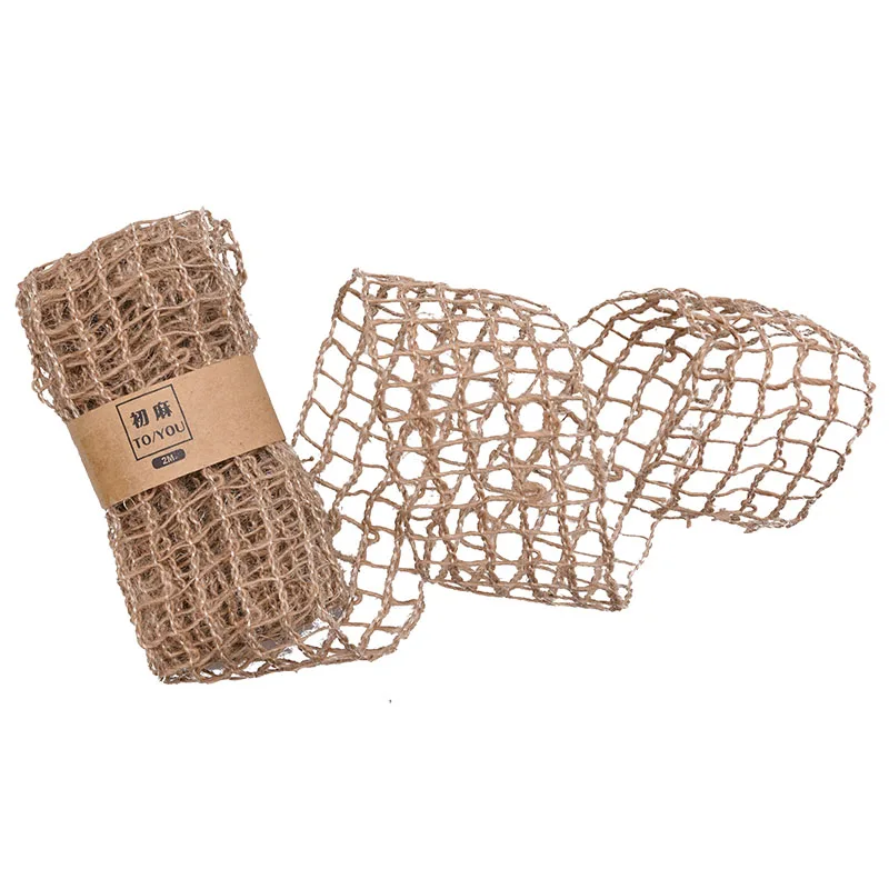 2M 3.5~5cm Width Natural Jute Burlap Roll Ribbon Vintage Hollow Weave Hemp Rope Wedding Party Gift Box Decor Supplies DIY Crafts