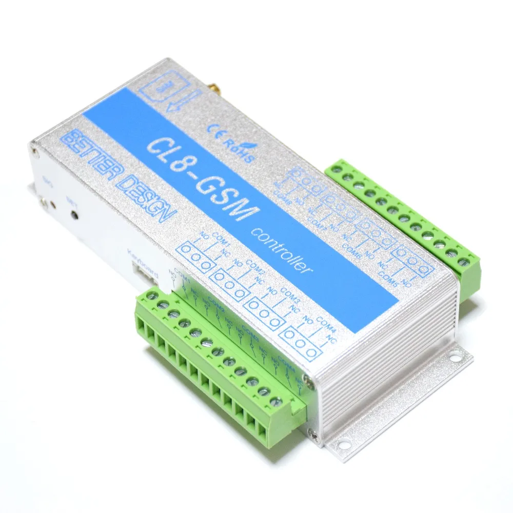 GSM 8 Way Relay Controller Smart Switch SMS Call Gate Opener with Temperature Sensor y external switch button optional