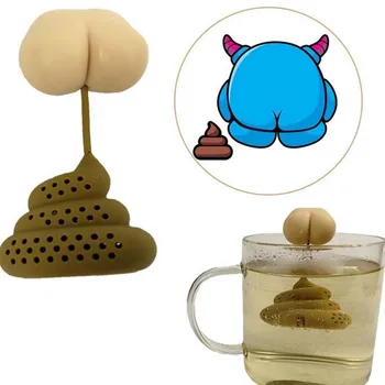 

1PCS Poop Shaped Funny Herbal Tea Bag Coffee Filter Diffuser Strainer Tea Accessories Reusable Silicone Tea Infuser Creative