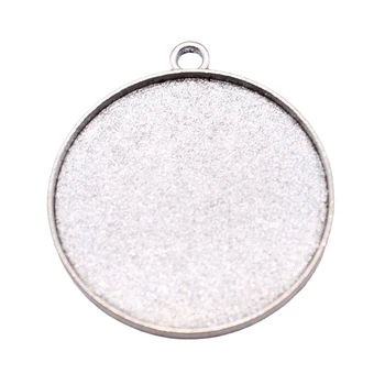 

3pcs Simple Style Cameo Cabochon Base Setting Jewelry Findings Antique Silver Color Fit Round 35mm