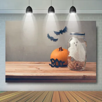 Billig Halloween Geist Kürbis Fotografie Hintergrund Fledermäuse Holz Schreibtisch Foto Hintergrund Spielzeug Hintergrund Für Foto Studio