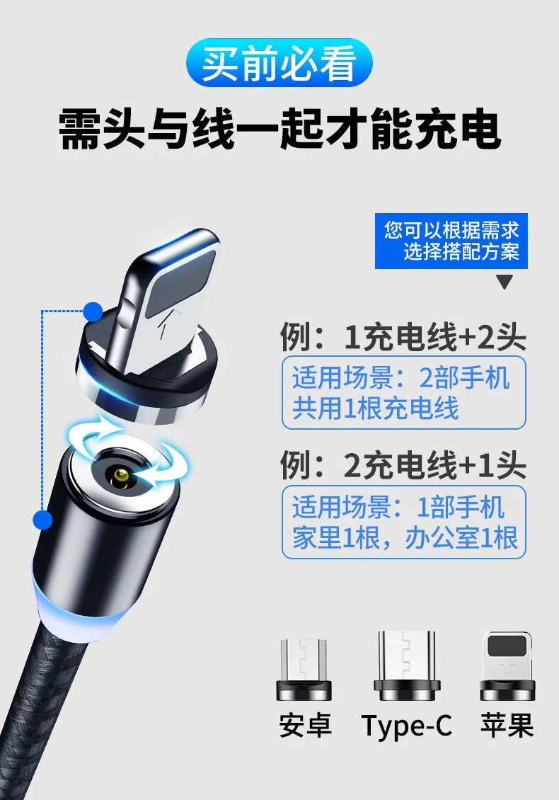 Bozhu Магнитный usb type C Micro USB для usb-кабель для iphone type-C быстрое зарядное устройство магнитный кабель для iphone ipad кабель для мобильного телефона 1 м
