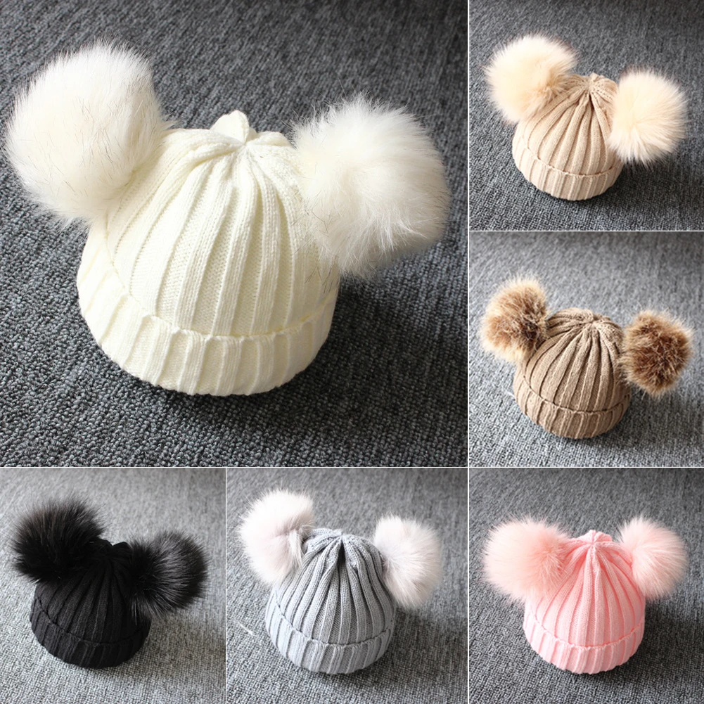 kids faux fur hat cap beanie 