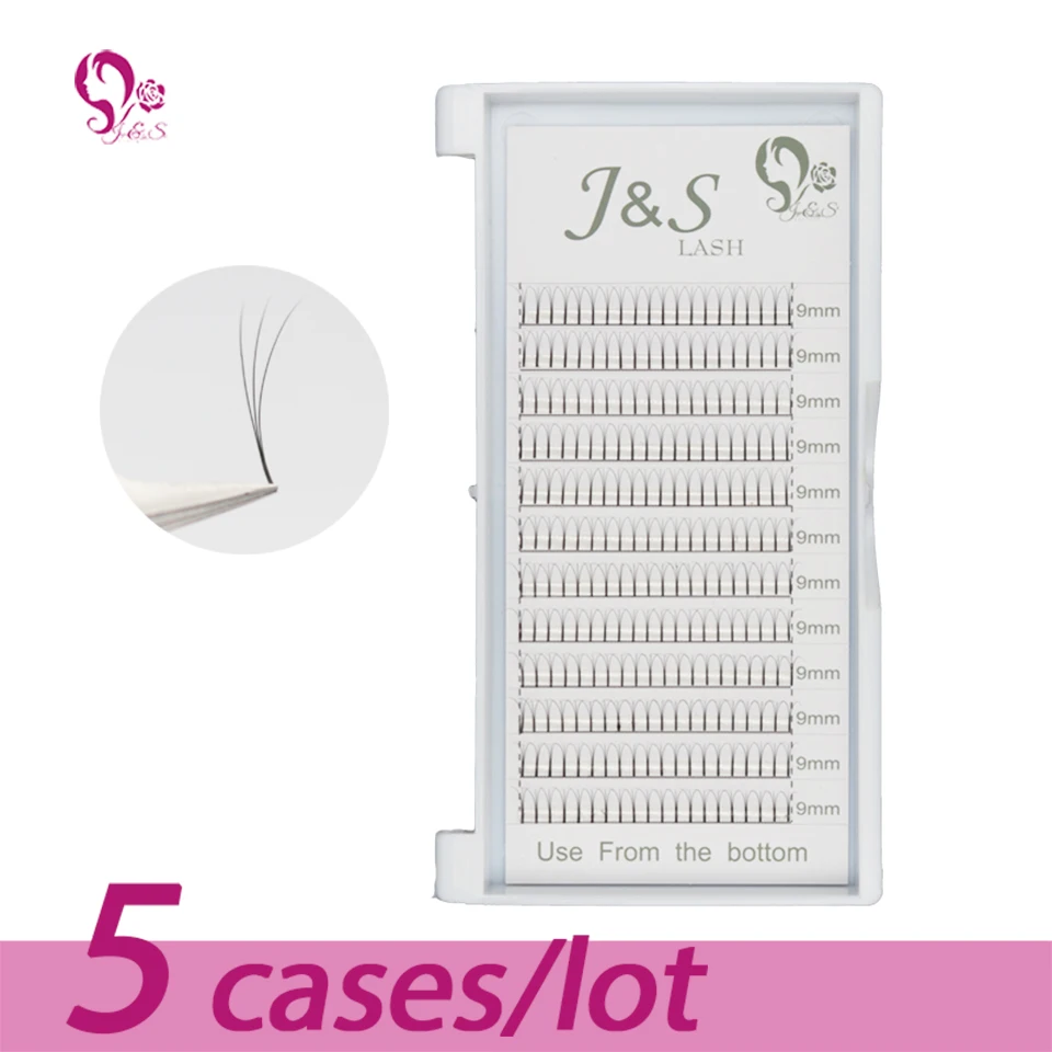 Готовые объемные 3D ресницы Jeyelash для наращивания термоклейкие 5 лотков/лот J & S из