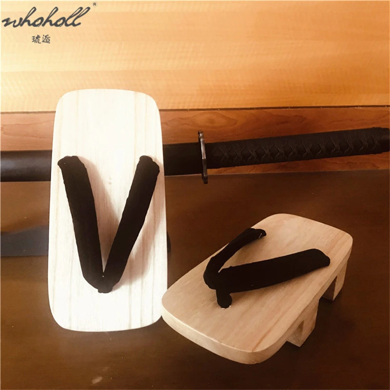 WHOHOLL Geta Summer Clogs Men's Women's Slippers Two-tooth Japanese Geta Wooden Flip-flops Cosplay Shoes Slippers Sandals