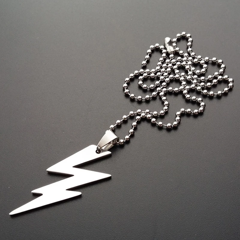 

New Arrival Lightning Pendants Stainless Steel Necklace For Men Women Punk Hip Pop Cool Silver Color Hot Trendy Jewelry Gifts