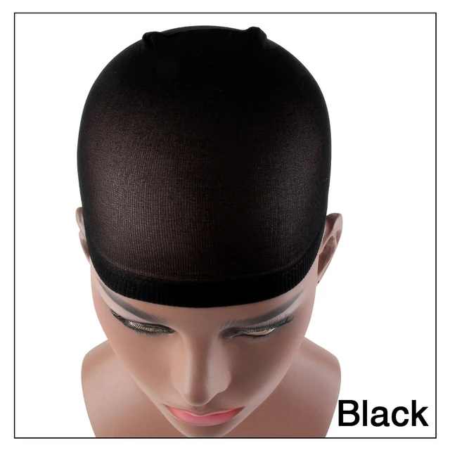 Alileader 2Pcs High Quality Wig Cap Brown Stocking Cap To Christmas Cosplay Wig Caps Stocking Elastic Liner Mesh For Making Wigs black