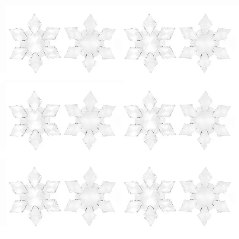 Christmas Decorations 12pcs Clear Crystal Snowflake Xmas Tree Ornaments