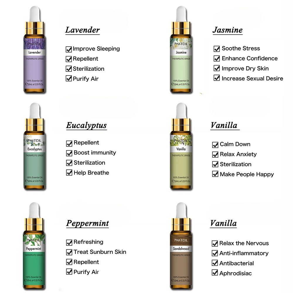 10ml Lavender Eucalyptus Essential Oil Diffuser Pure Natural Essential Oils Rose Jasmine Vanilla Mint Tea Tree Oil Shea Butter-3