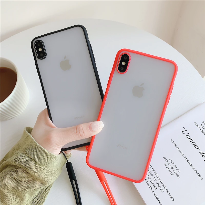 

Ultra-thin Simple Matte Lanyard Solid Phone Case for Iphone Xr X Xs Max Soft Tpu Silicone Case for Iphone 7 6s 8 Plus Cover