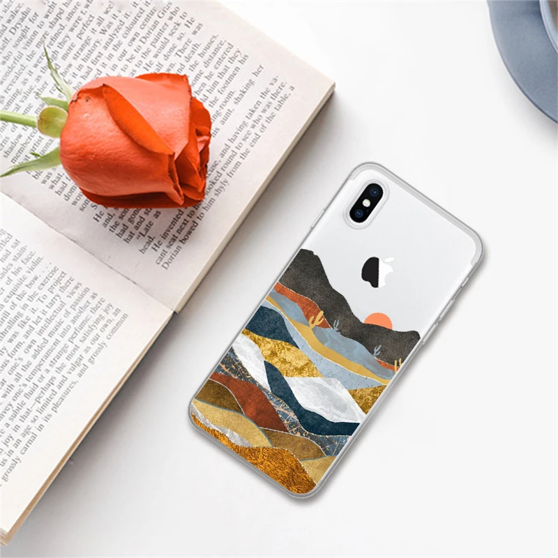 Роскошный силиконовый чехол с изображением горного мрамора Луны для iPhone 11 Pro Max X 5S