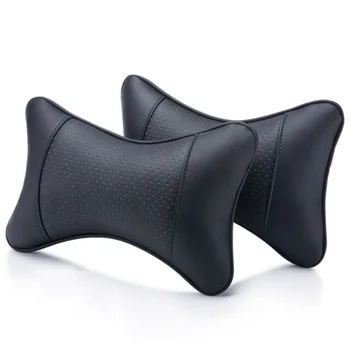 

2 Pcs Artificial Leather Car Pillow Protection Your Neck/Car Headrest Hole-Digging Design/Auto Supplies Neck Pillow