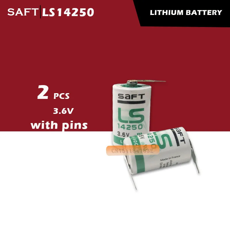 2 шт./лот SAFT LS 14250 LS14250 1/2 AA 1/2AA 3,6 V 1250mAh литиевая батарея plc с контактами