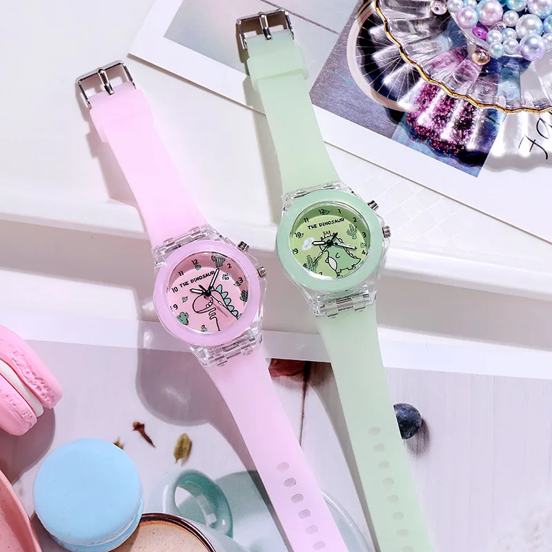 Cartoon Dinosaur Children Watches with Light Luminous Silicone Strap Girls Watch Boys Kids Student Gift Clock reloj infantil 4