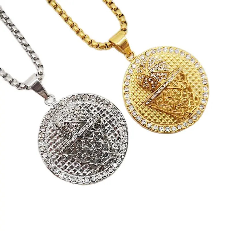 Gold Color Basketball Necklace Bling 