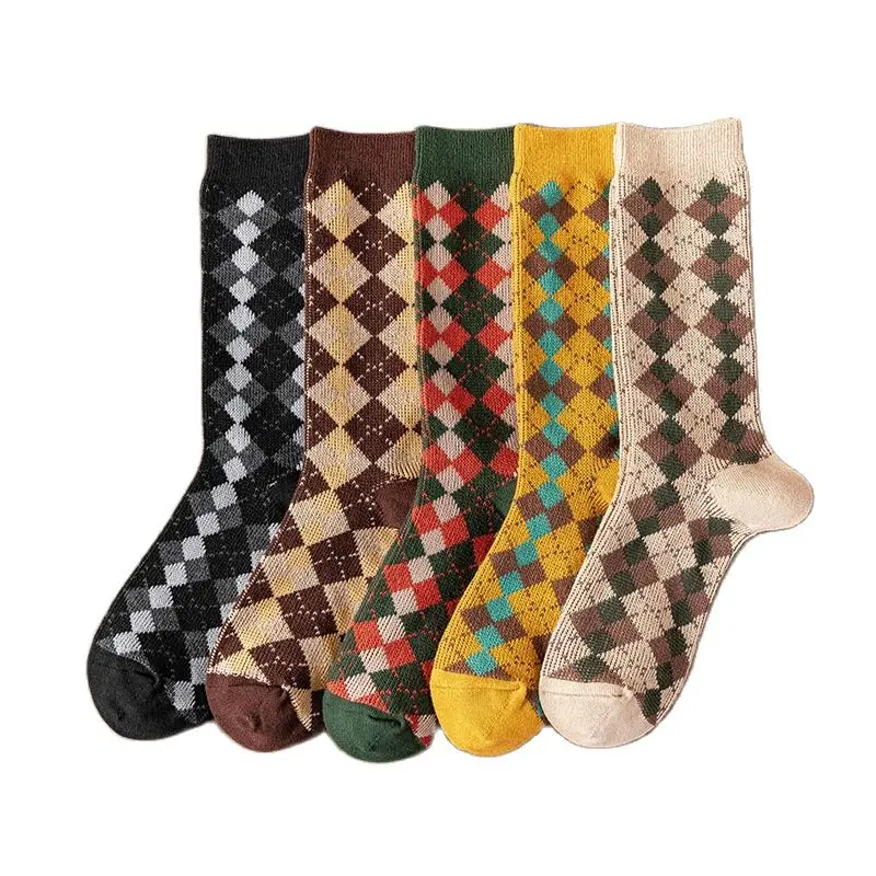 

Women's Socks Soft Breathable High Quality Cotton Socks Geometric Happy Classic Street Fashion Casual Socks British Style