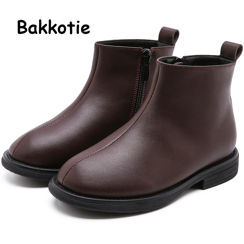 

Bakkotie 2019 Baby Girls Winter Ankle Boots Kids New Fashion Warm Fur Shoes Children Black Princess Soft Zip Non-slip Boots