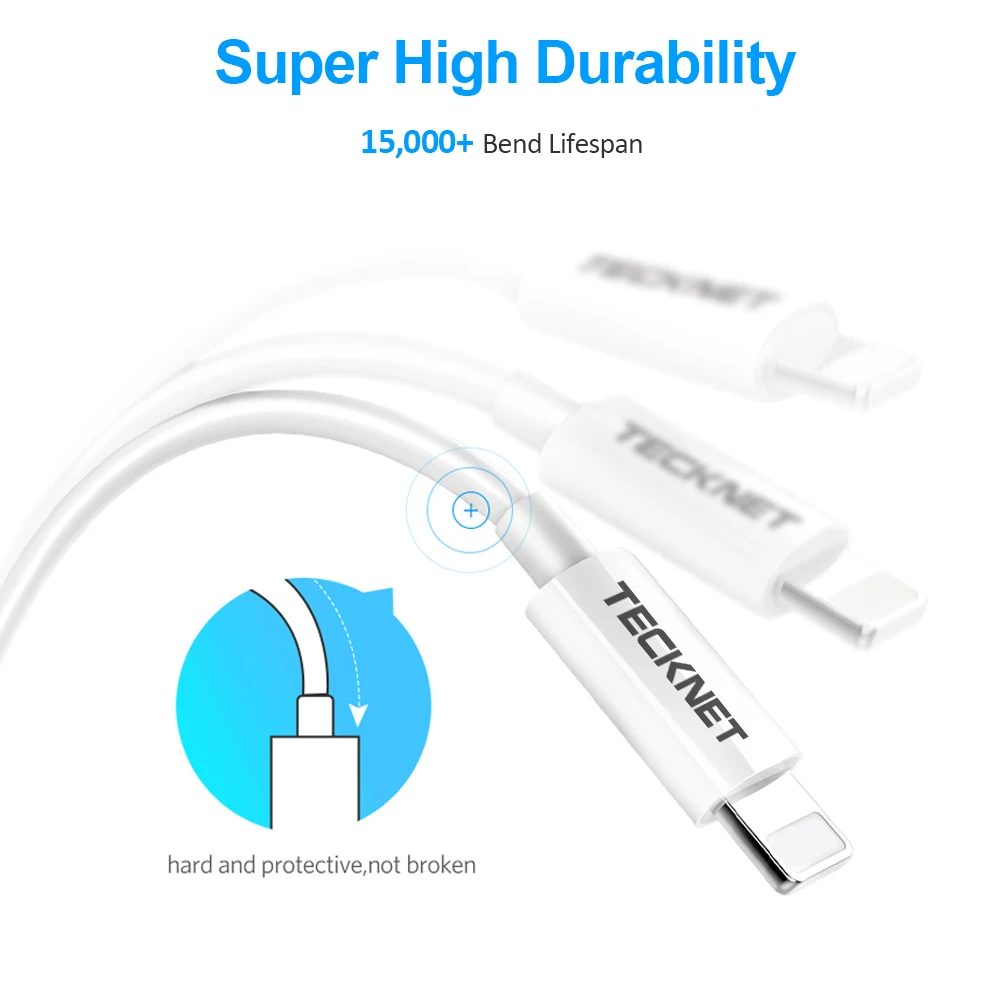 TeckNet 1 м usb type-C кабель для зарядки и передачи данных Lightning для iPhone Pro11 XS XR X 8Plus Быстрая зарядка USB C кабели для Macbook