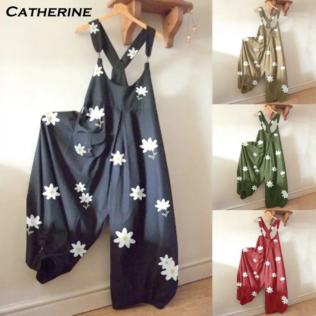 floral print dungarees