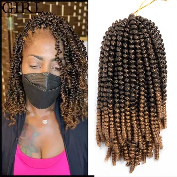 

8 Inch Spring Twist Hair Extension Crochet Braid Tresse Crotchet Braids kinky Passion Twist Curly Synthetic Hair Africa Girl