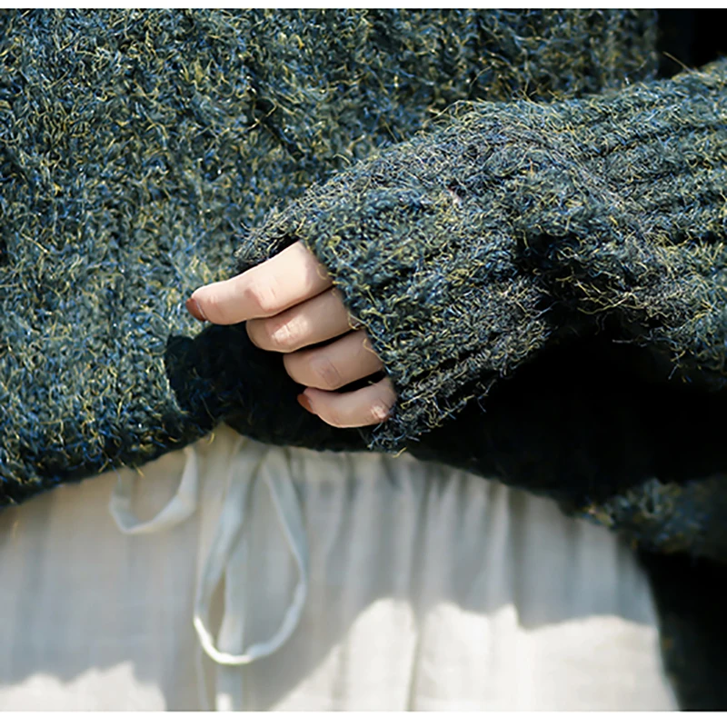 Autumn Winter Pullover Thick Thread Knitwear Women's Irregular Hem Casual Sweater Women's Loose and Soft Cashmere O-Neck Short Autumn Winter Pullover Thick Thread Knitwear Women's Irregular Hem Casual Sweater Women's Loose and Soft Cashmere O-Neck Short