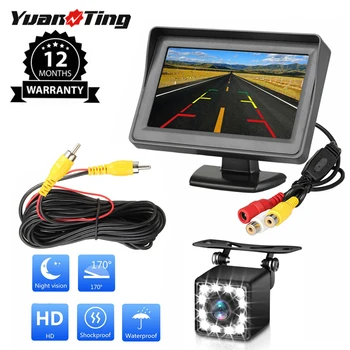 

YuanTing 4.3 inch Monitor Kit with Waterproof 12 Auto LED Lights Night Vision Rear/Front View Reversing Backup Camera Universal