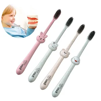 

Oral Care Travel Accessories Cartoon Pattern Degradable Cleaning Anti Slip Handle Children Toothbrush Bamboo Charcoal Portable