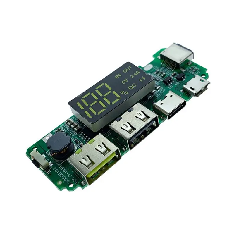 

LED Dual USB5V 2.4A 2A 1A Micro/Type-C/USB Input Power Bank 18650 Battery Charger Board Module