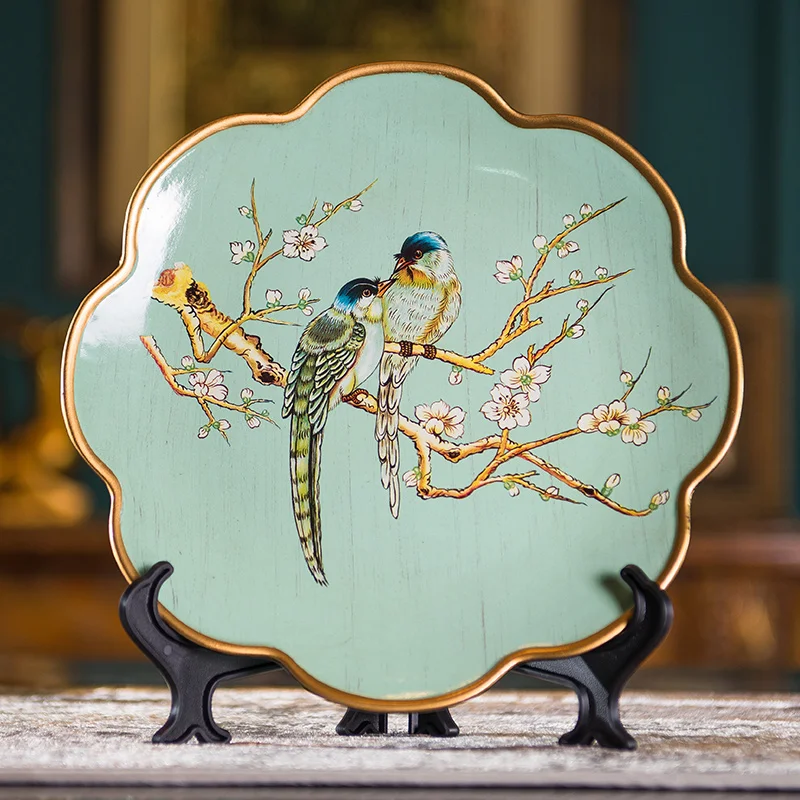 Американский керамический цветочный принт с птицами тарелка Европейская гостиная винный шкаф фоновая декорация дисплей