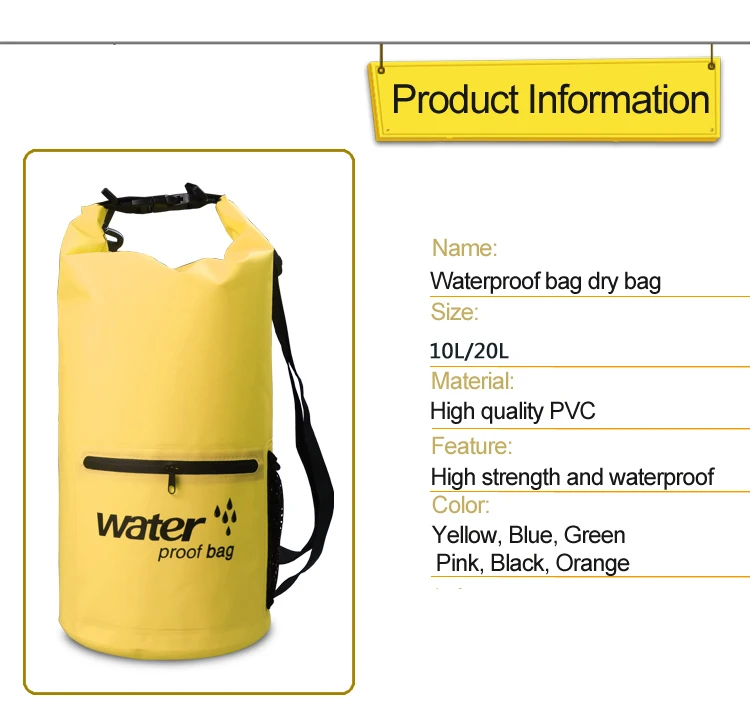 PVC Waterproof Bag 5L 10L 20L Outdoor Swimming Bag Diving Compression Storage  Dry Bag For Man Women Kayaking Backpack