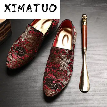 

Autumn Embroidery Pattern Shoes Men Loafers Slip On Soft Big Size 37-48 Comfortable Casual Dress Party Wedding Man Shoes