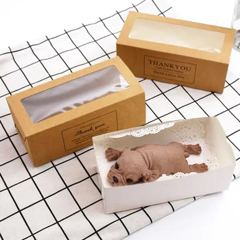 

20pc Rectangular Cardboard Biscuit Cookie Packaging Box Container Clear Window Baking Cake Chocolate Packaging Box Party Supply