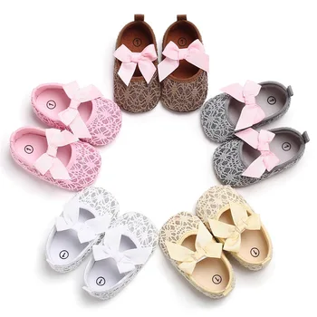

Lovely Newborn Baby First Walkers Toddler Girl Crib Shoes Pram Soft Sole Prewalker Non-Slip Princess Baby Shoes 0-18M
