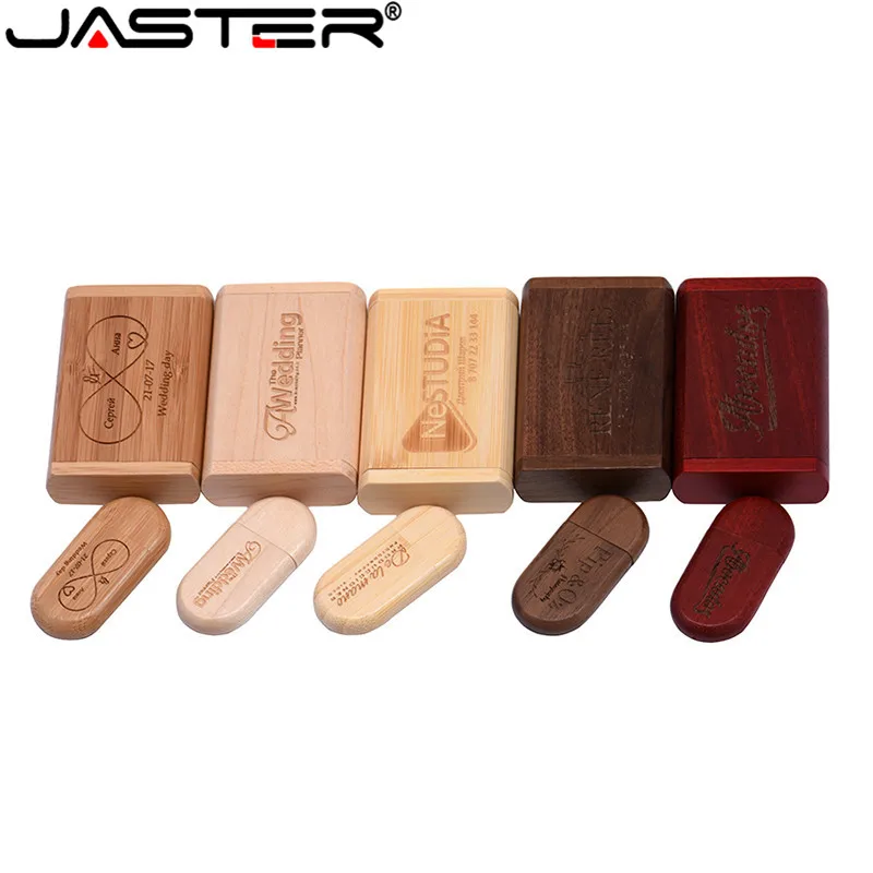 Usb флеш-накопитель JASTER деревянный + коробка с логотипом usb 2 0 4 ГБ 8 16 32 64 подарок для