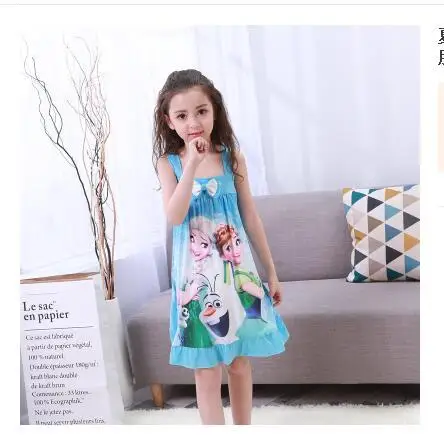 girl nightdress Baby Pajamas Cotton Princess Nightgown Kids Home dress Summer Dresses big Girl Sleepwear Kids Nightgown - Цвет: D ai sha xue bao lan