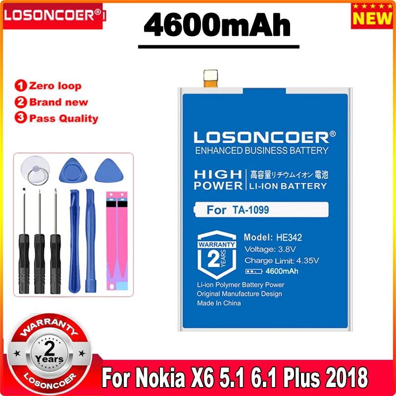 4600mAh HE342 HE361 смартфон для Nokia X6 2018 6 1 Plus TA-1099 TA-1109 X5 5 мобильный телефон аккумулятор +